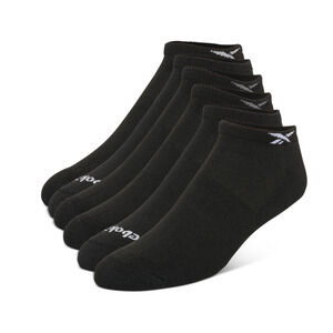 Reebok Men 6-Pk 1/2 Terry Performance Low Cut Socks Black Shoe Size 6-12